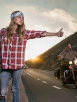Girl posing on the road