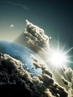 Earth in clouds