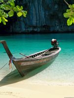 Beautiful boat in green water