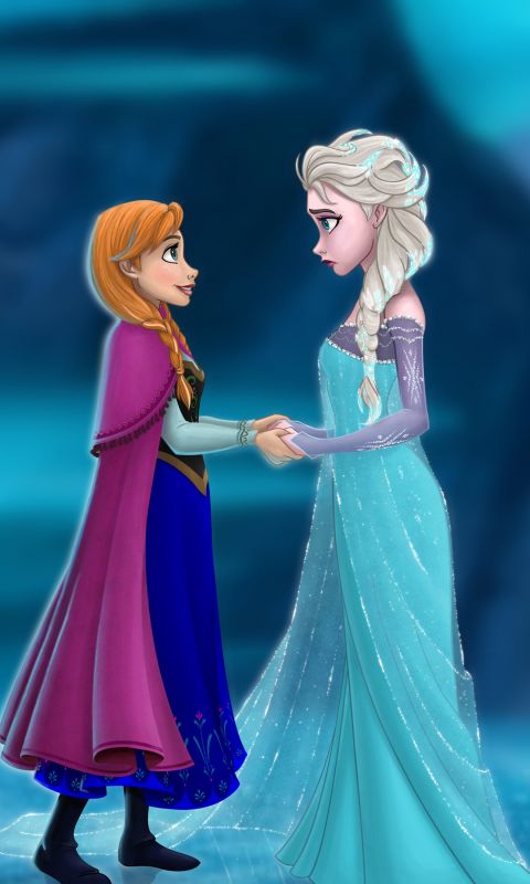 Elsa And Anna Frozen Cartoon Mobile Wallpaper     X