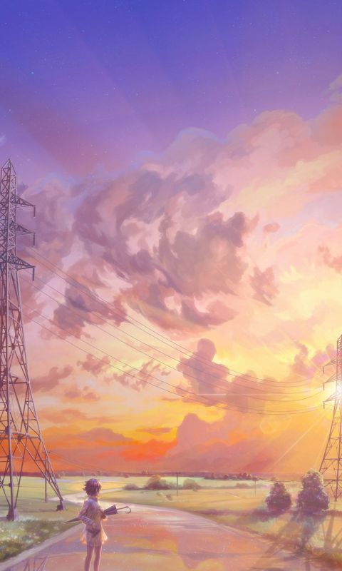 Girl Watching The Beautiful Sunset Anime Mobile Wallpaper     X
