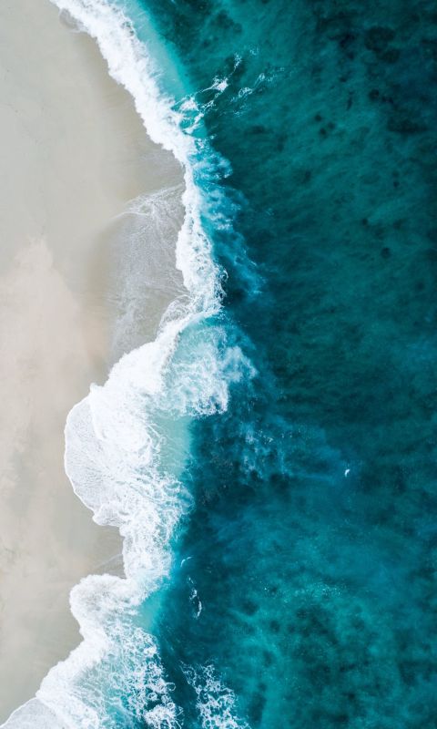 aerial photo of seashore wallpaper