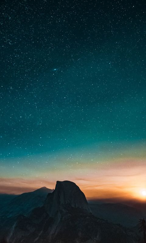 high angle photography of mountain at sunset wallpaper