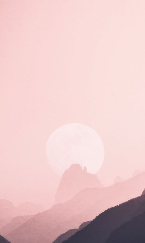 moon near mountain ridge wallpaper