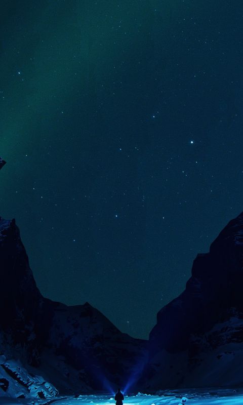 Winter dark night mountain wallpaper