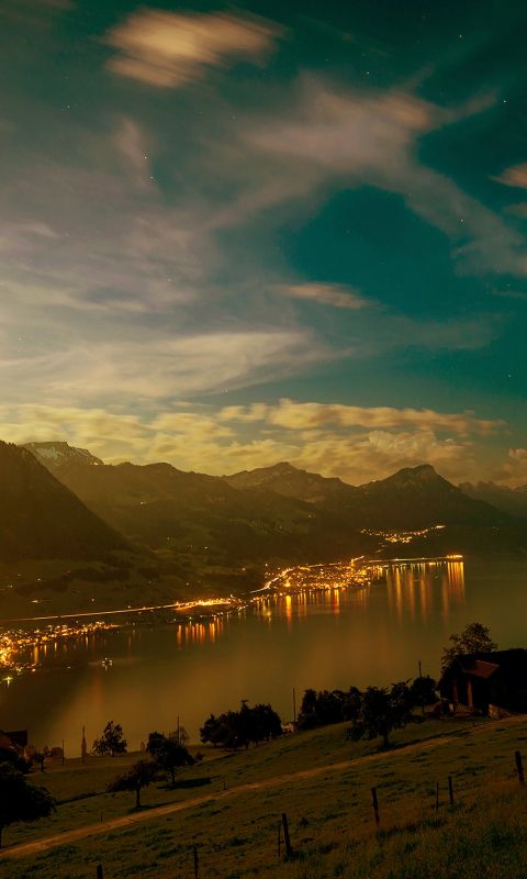 Village night light wallpaper