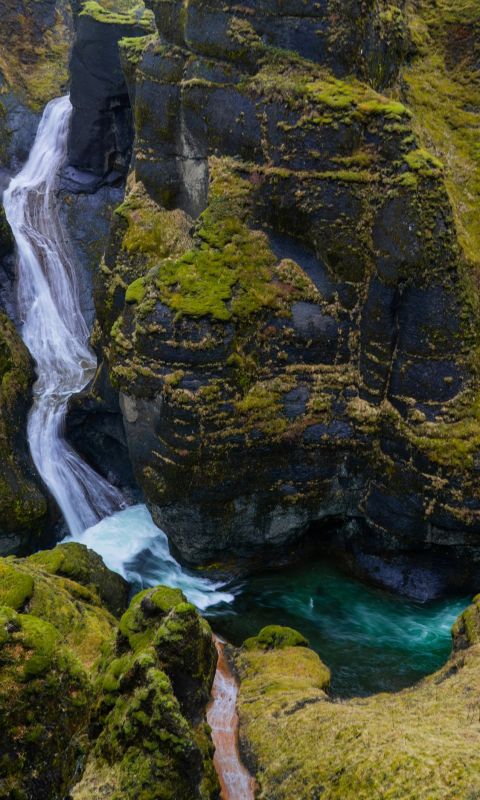 waterfalls in aerial view photography wallpaper