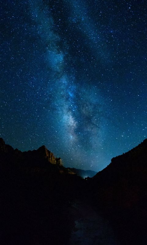 silhouette photography of mountain under sky wallpaper