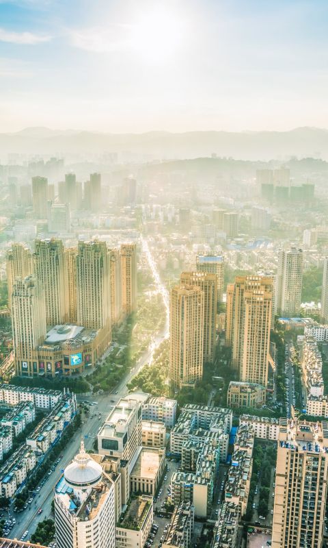 aerial photography of city buildings wallpaper