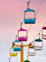 empty multicolored cable cars wallpaper