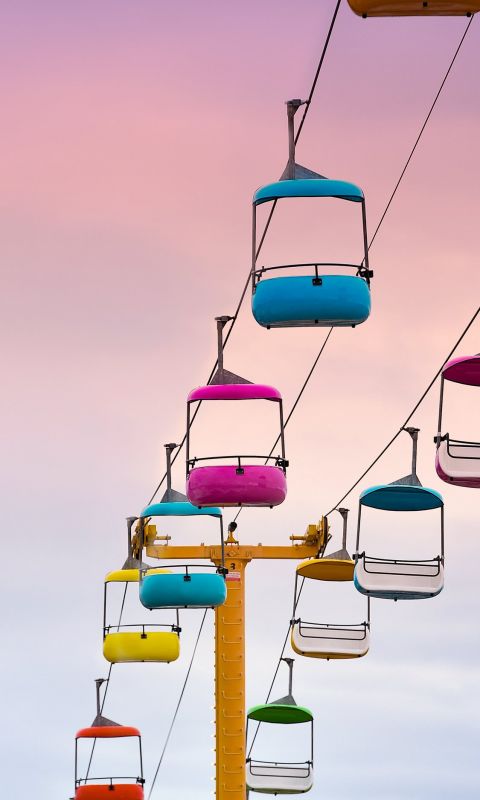 empty multicolored cable cars wallpaper