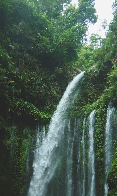 view of waterfall during daytime wallpaper