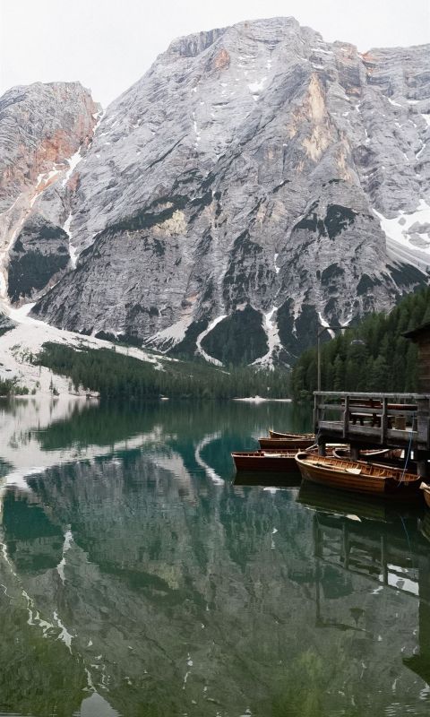 wooden house beside lake wallpaper