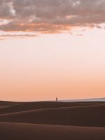 silhouette of person standing on desert wallpaper