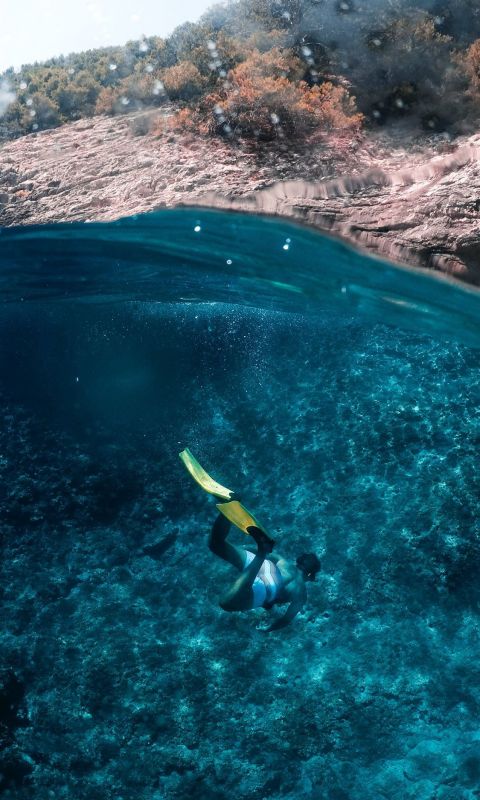 person diving on body of water wallpaper