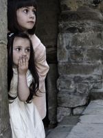 kids children girls hiding surprised play and wallpaper