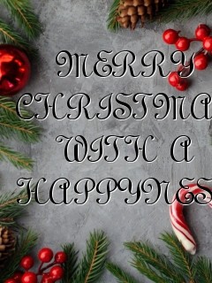 MERRY CHRISTMAS WITH A HAPPYNESS Text Wallpaper